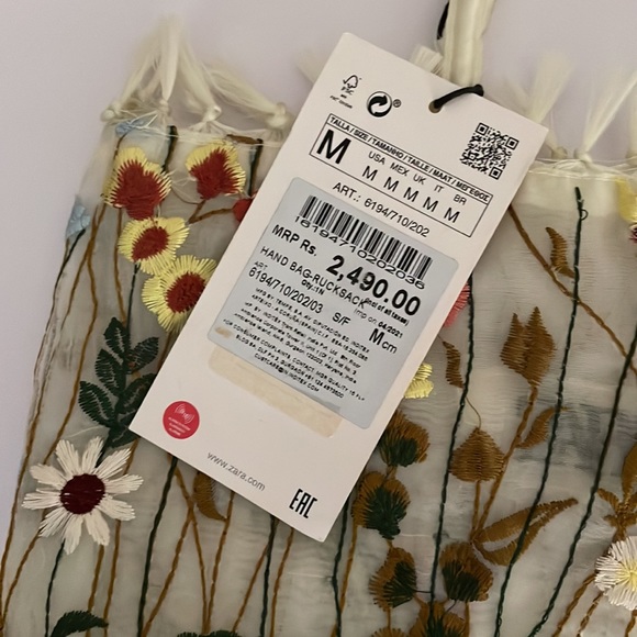 ZARA TULLE TOTE BAG WITH FLORAL EMBROIDERY - Picture 7 of 7